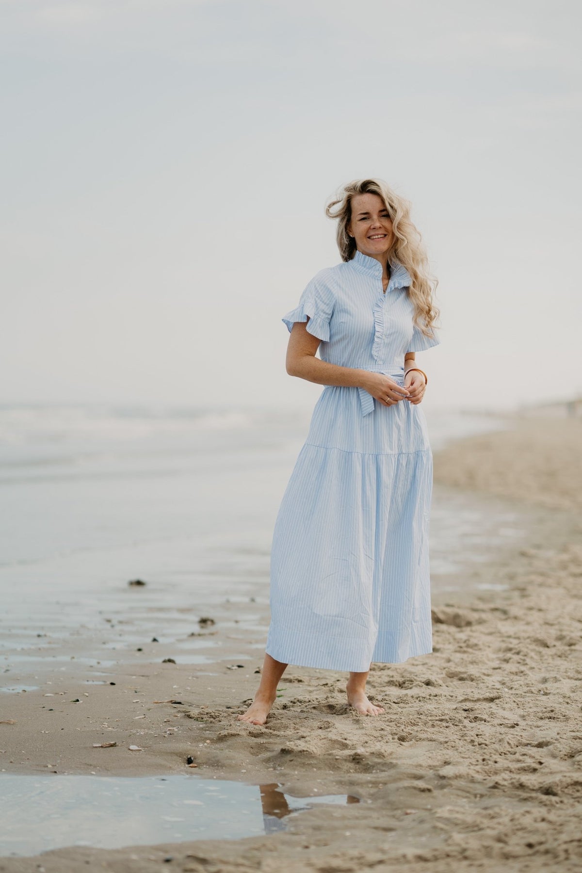 Nellie Soft Stripe Dress Light Blue – Bij Keesje