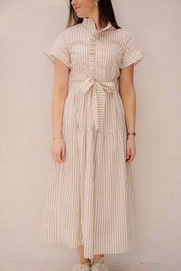Nellie wide stripe dress ivory - Bij Keesje - Neo Noir - Jurk