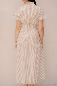 Nellie wide stripe dress ivory - Bij Keesje - Neo Noir - Jurk