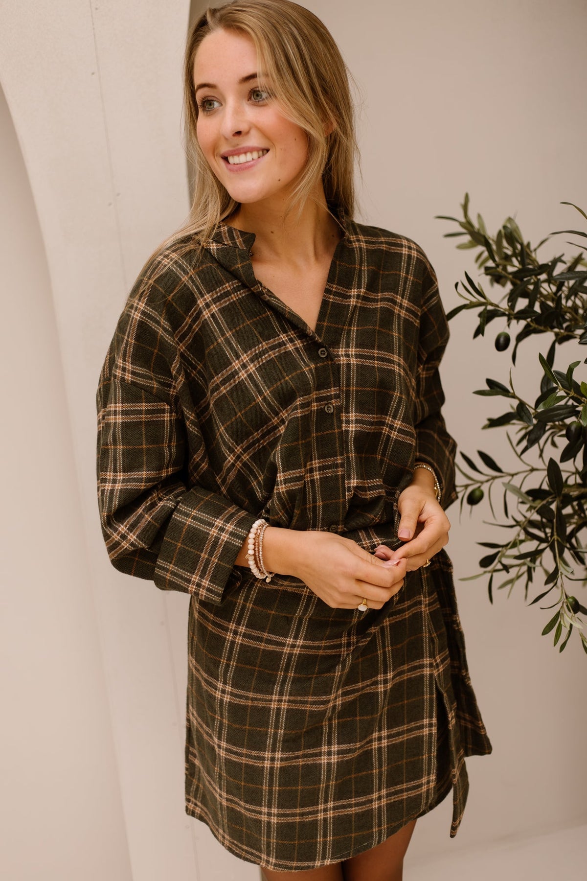 Nerina Ruitjes blouse groen - Bij Keesje - Bij Keesje - Blouse