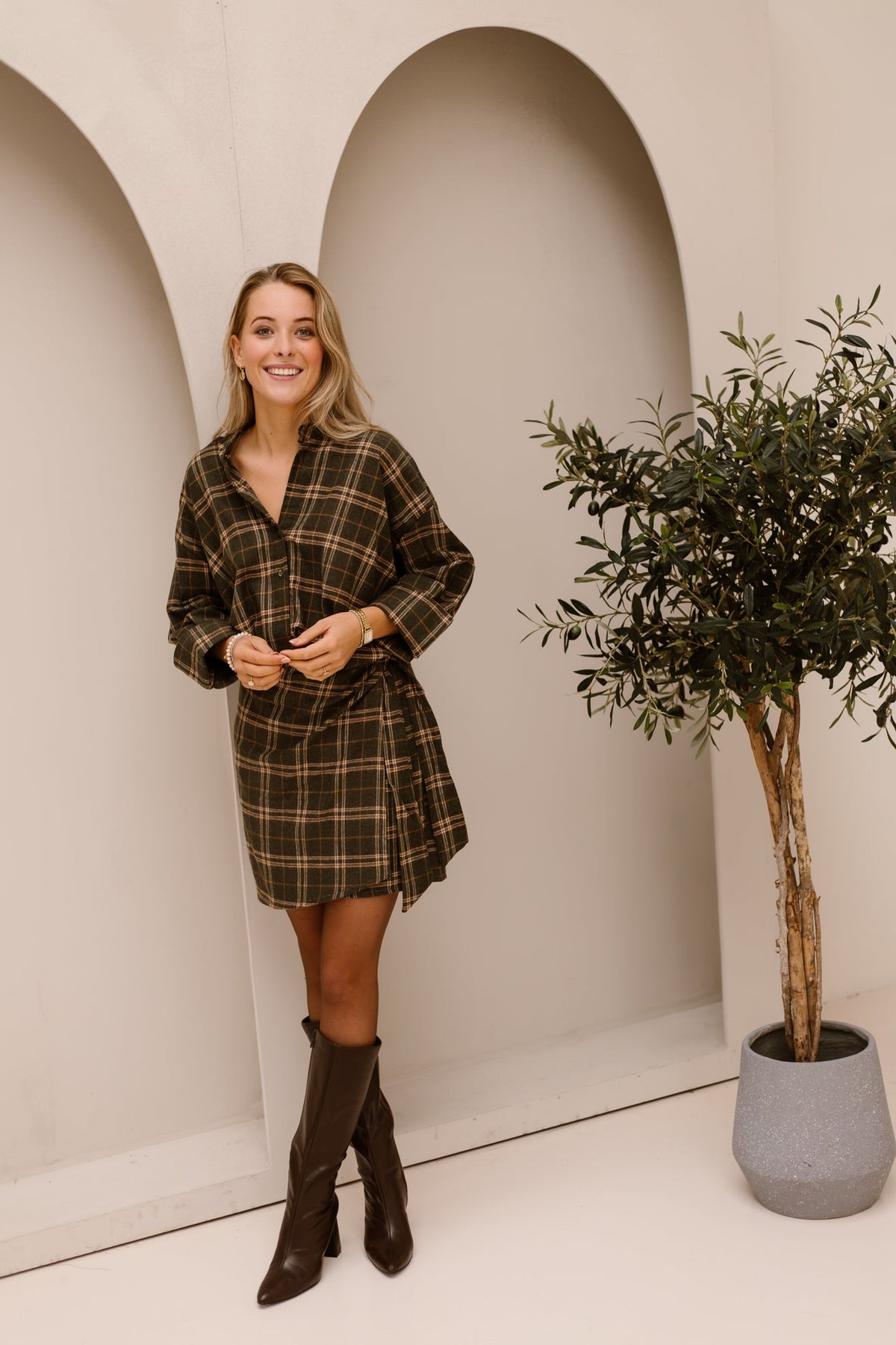 Nerina Ruitjes blouse groen - Bij Keesje - Bij Keesje - Blouse