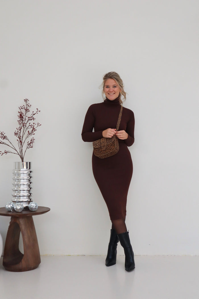 Nienke bodycon dress darkbrown - Bij Keesje - Bij Keesje