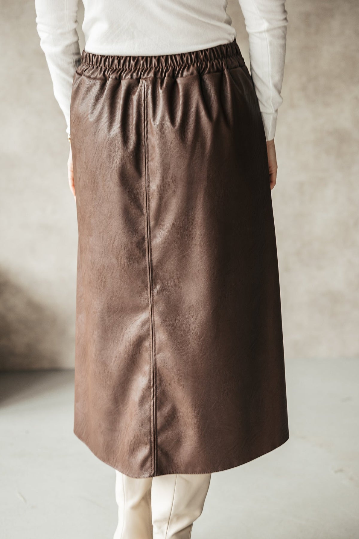 Nila leather skirt brown - Bij Keesje