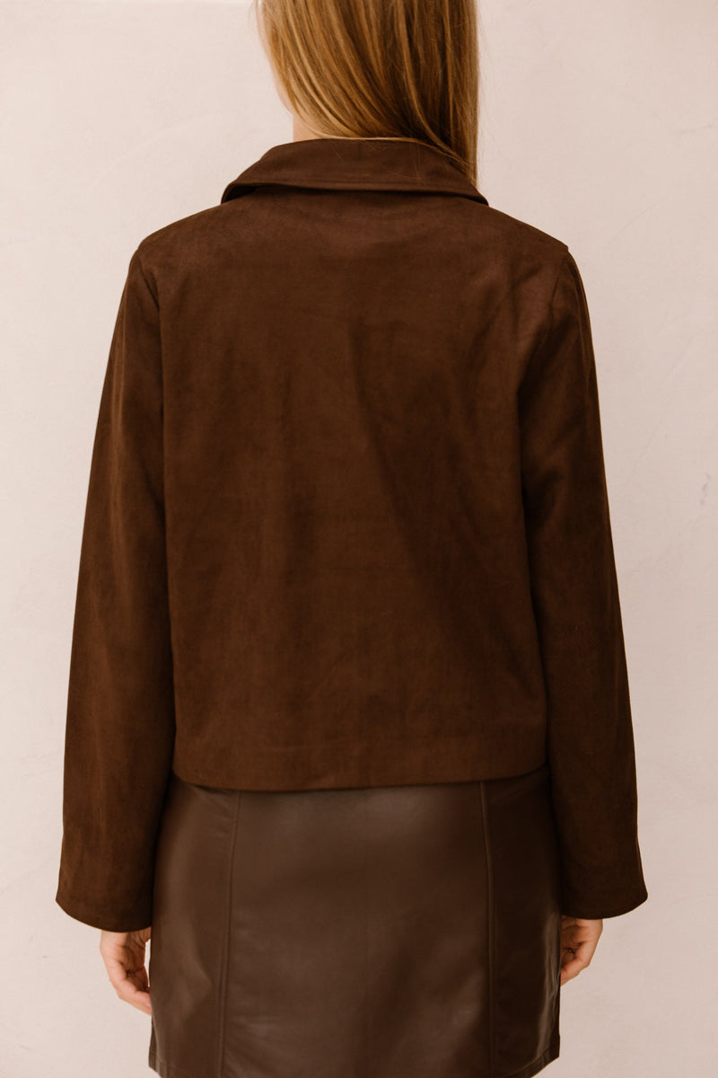Nilo faux suede jacket dark brown - Bij Keesje - Neo Noir