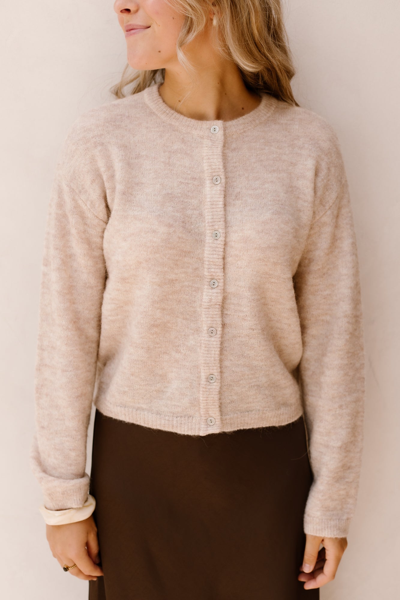 Objagate L/S Knit Cardigan Noos Humus/Melange - Bij Keesje - Object - top