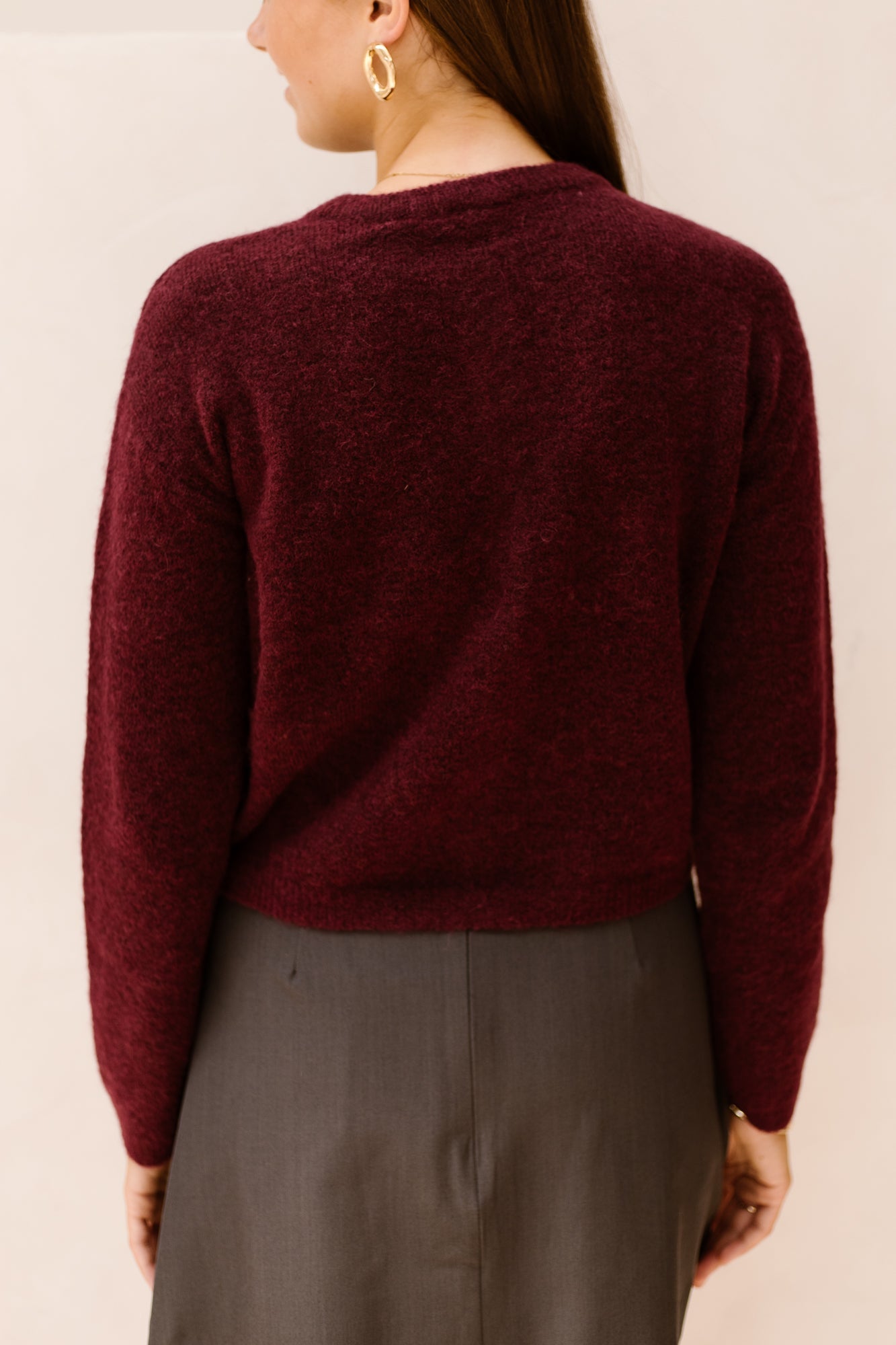 Objagate L/S Knit Cardigan Noos Windsor Wine/Melange - Bij Keesje - Object - top