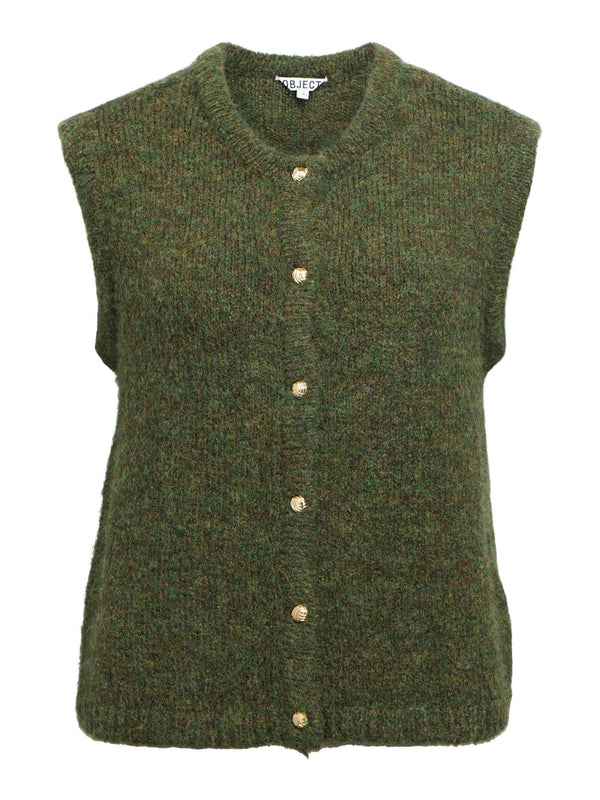 Objaggia RE knit vest cardigan noos kambaba melange - Bij Keesje - Object