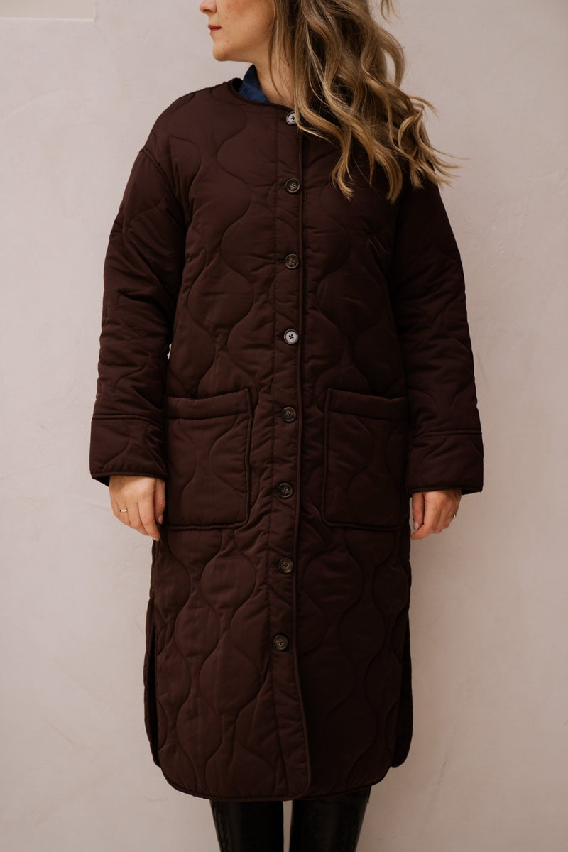 Objallie LS long quilt jacket java - Bij Keesje - Object