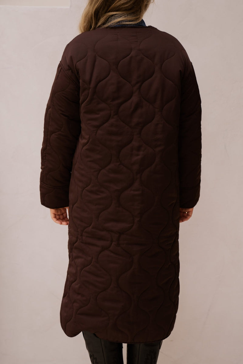 Objallie LS long quilt jacket java - Bij Keesje - Object