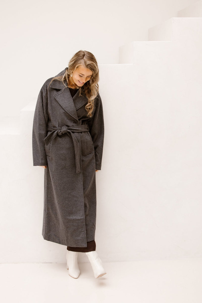 Objaubrey l/s lo coat grey melange - Bij Keesje - Object