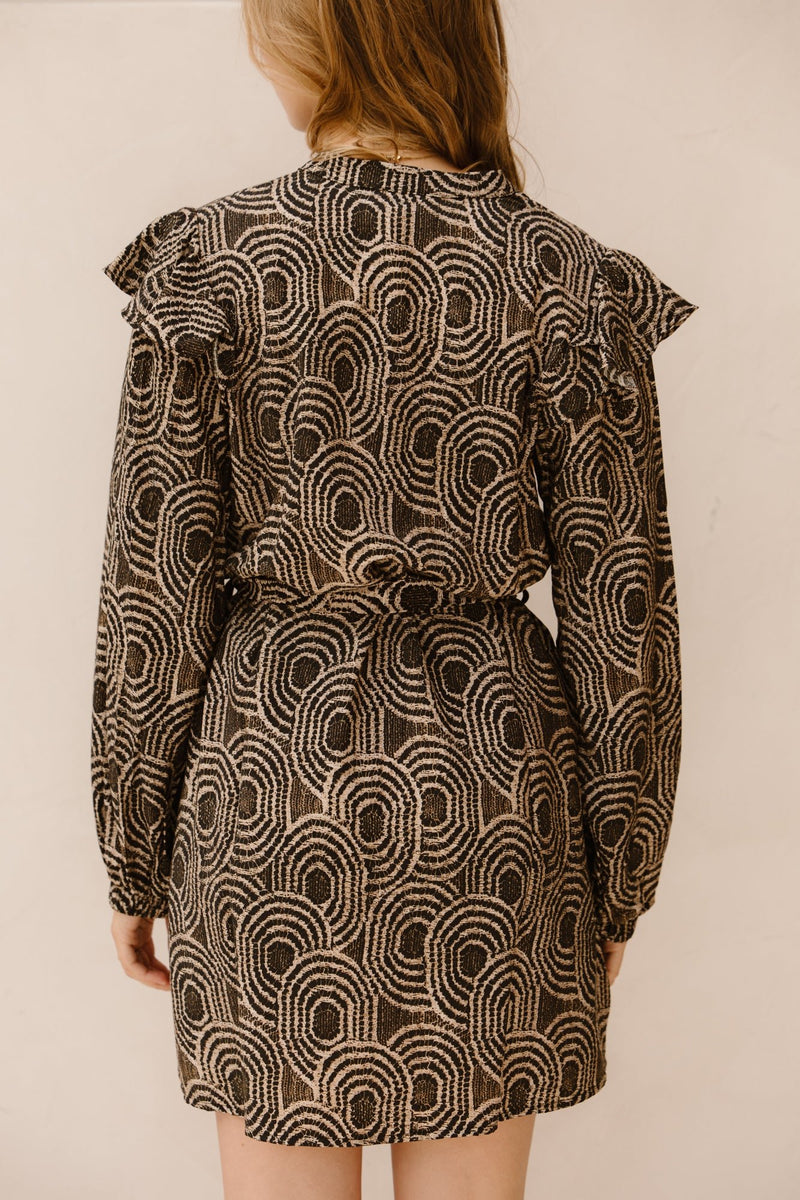 Objaya L/S RE Short dress White Graphic - Bij Keesje - Object