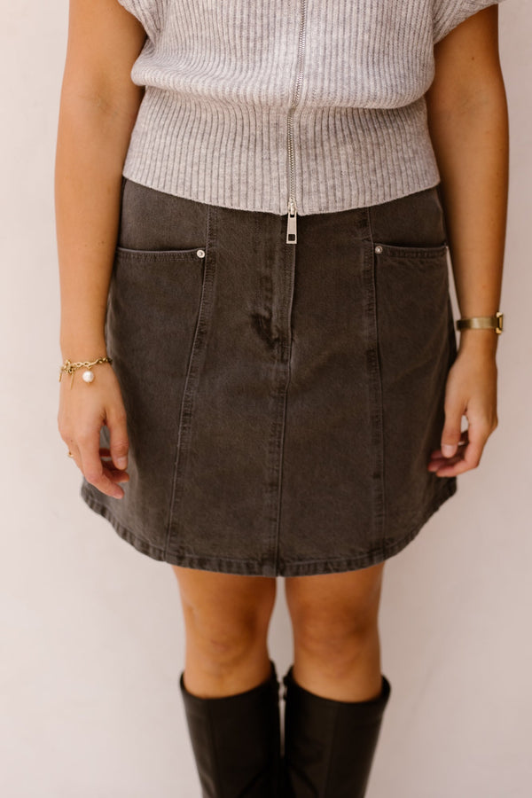 Objbine Zoe Short Denim Skirt Grey - Bij Keesje - Object - Rokken