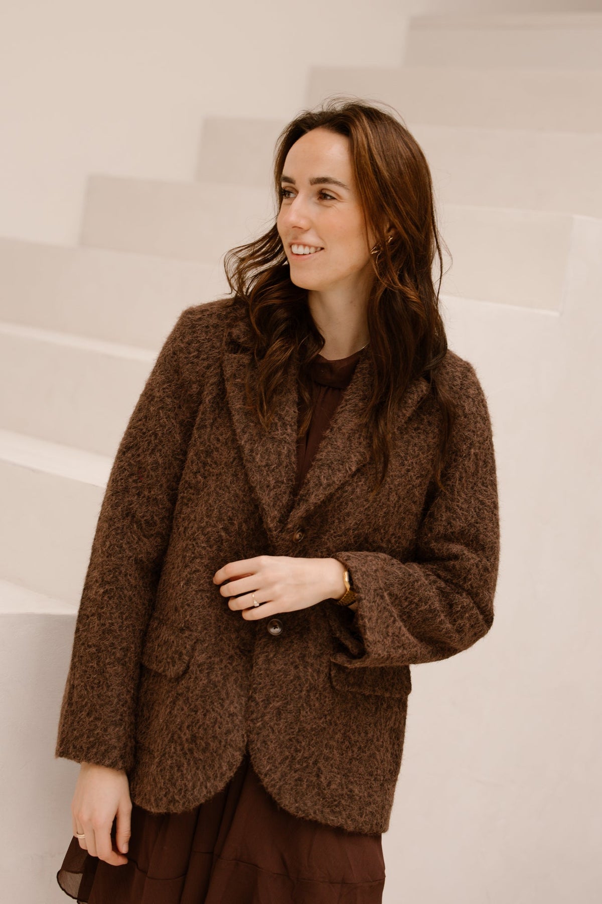 Objcelina Jacket Brown/Black Melange - Bij Keesje - Object