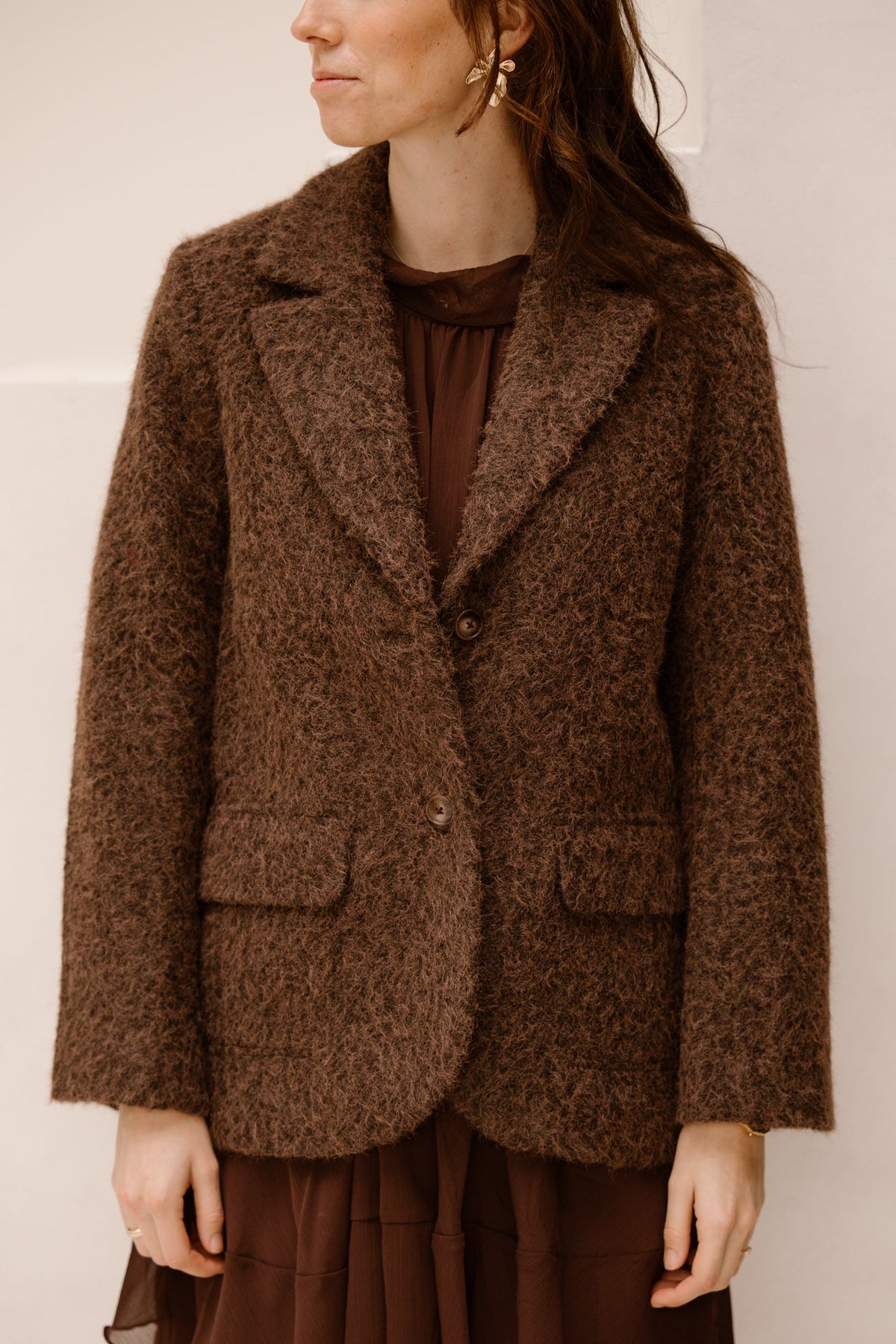 Objcelina Jacket Brown/Black Melange - Bij Keesje - Object