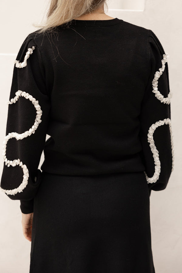 Objdidi neck knit pullover black detail - Bij Keesje