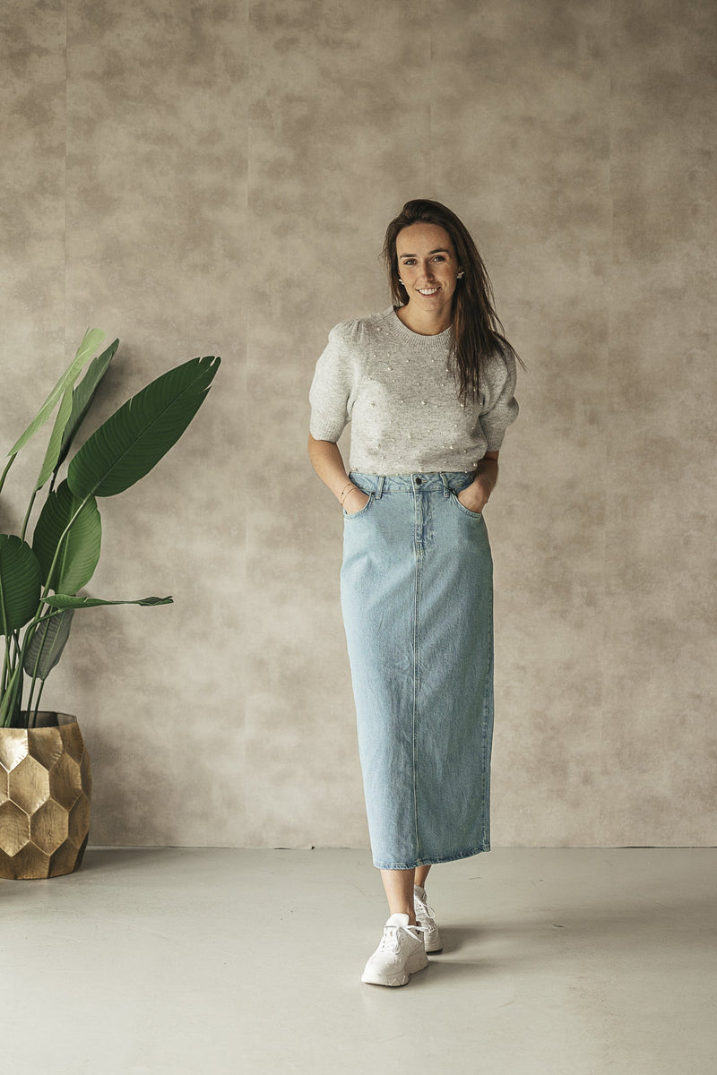 Objellen long light blue denim skirt - Bij Keesje