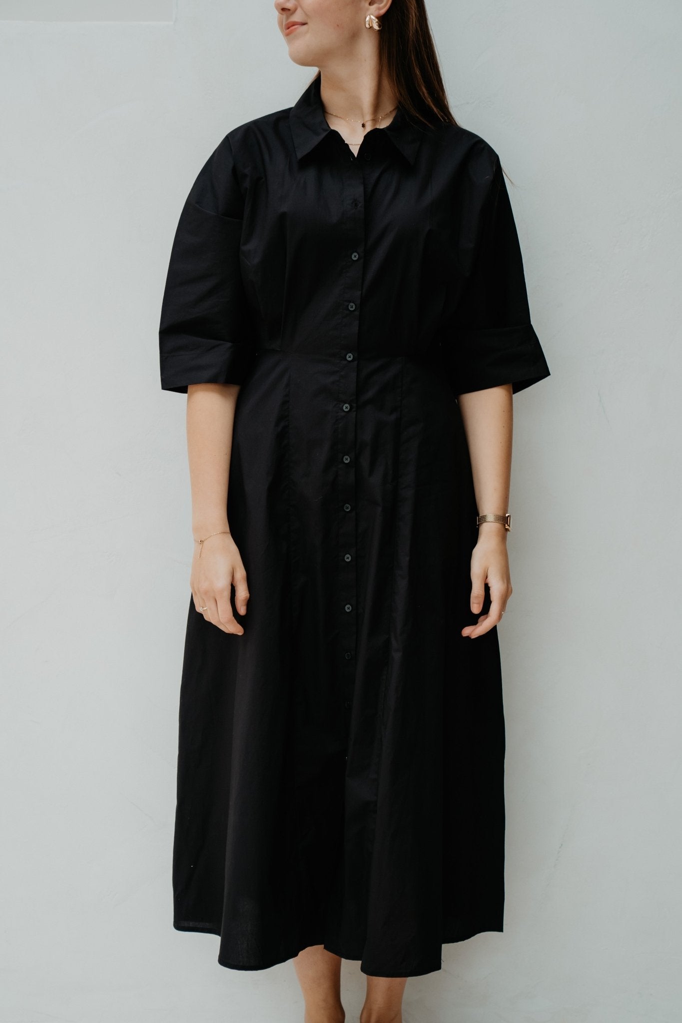 Objelly Hope 3/4 RE Midi Dress 144 Black - Bij Keesje - Object - Jurk