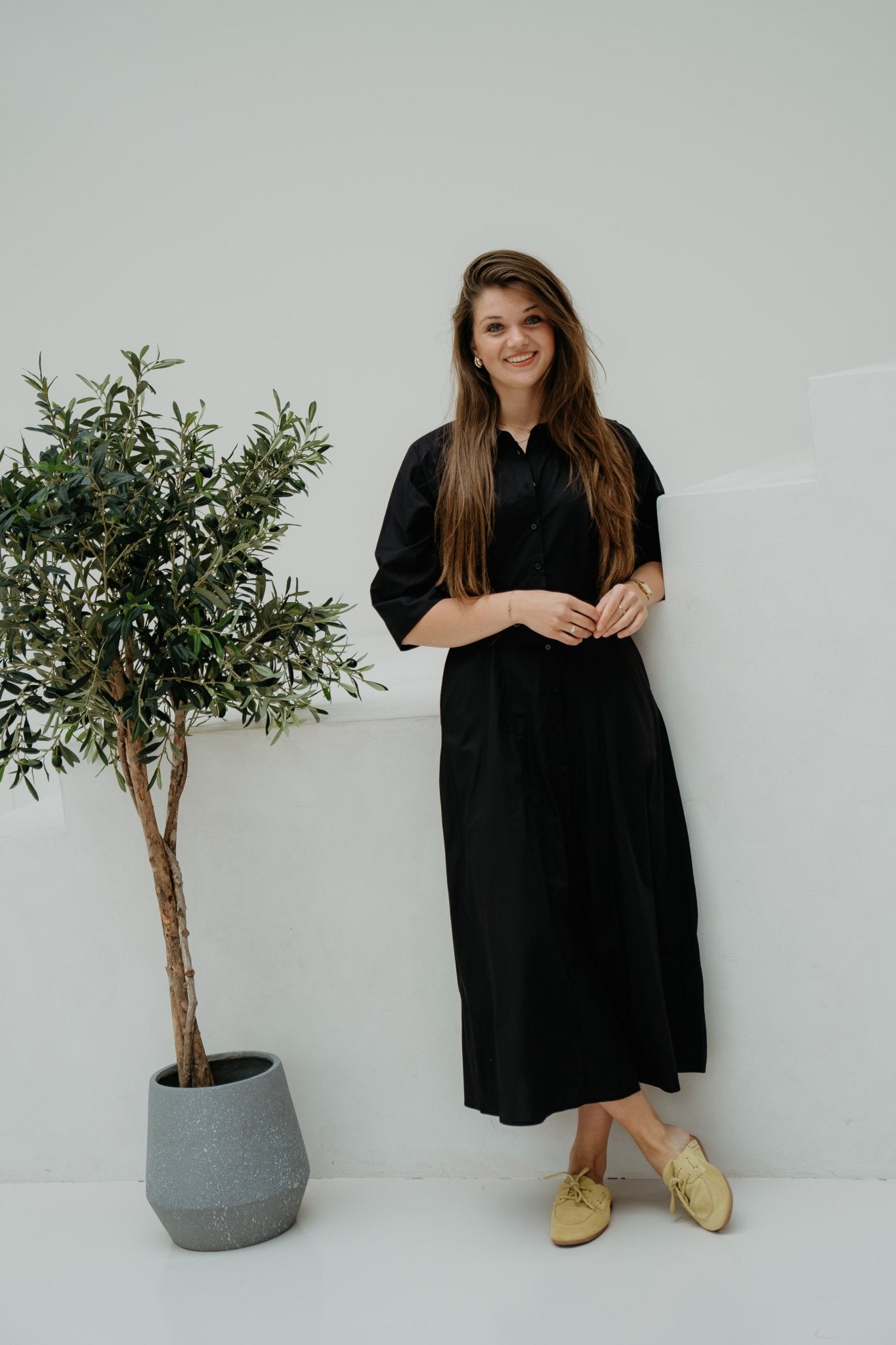 Objelly Hope 3/4 RE Midi Dress 144 Black - Bij Keesje - Object - Jurk