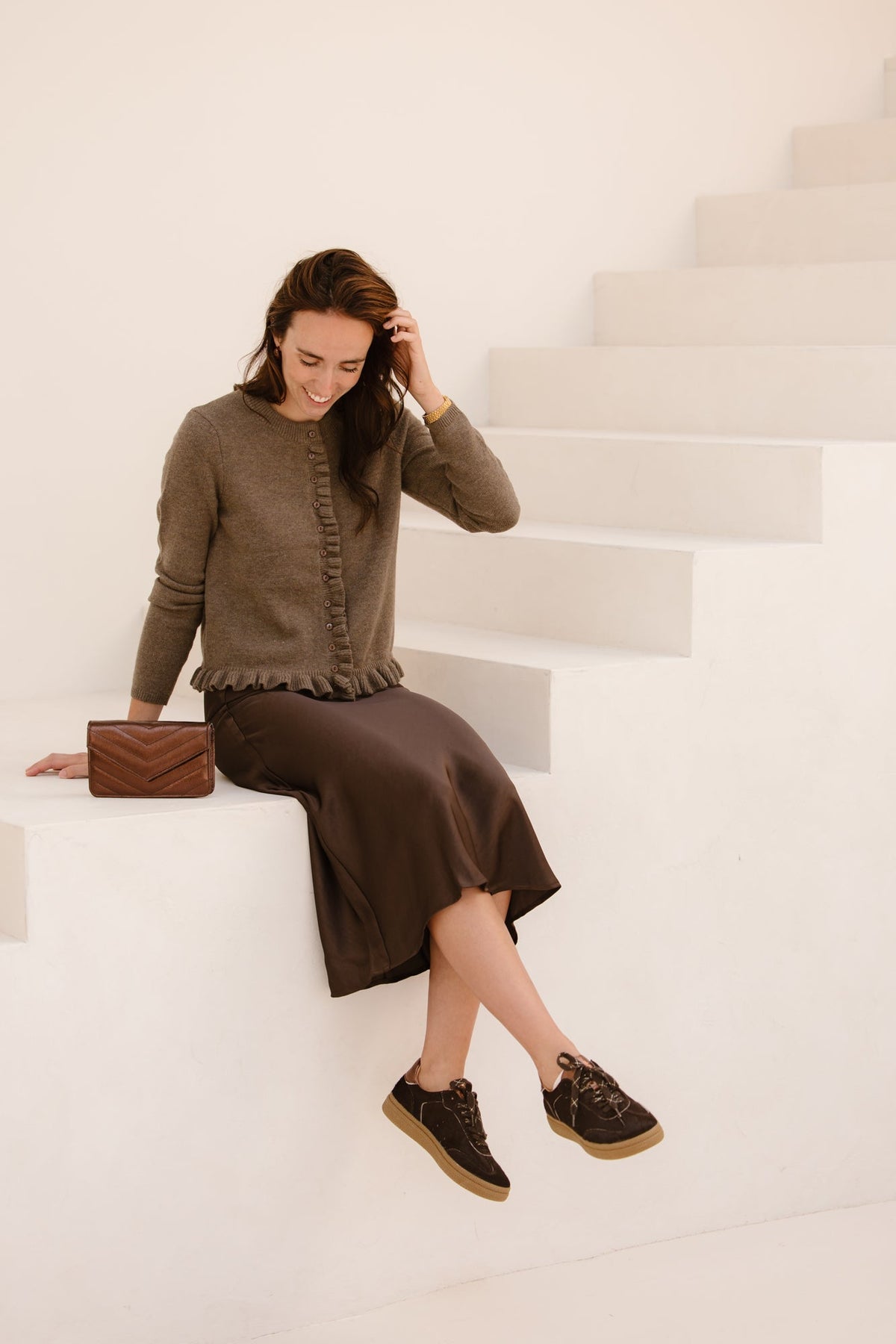 Objelva knit cardigan morel - Bij Keesje - Object