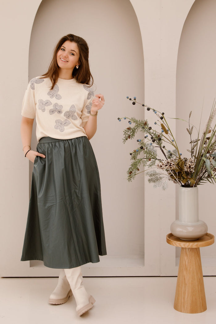 Objemery lose coated skirt dark slate - Bij Keesje - Object