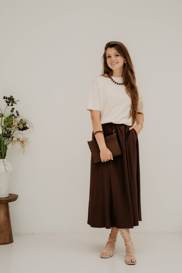 Objfia HW Midi Skirt Seal Brown - Bij Keesje - Object - Rokken