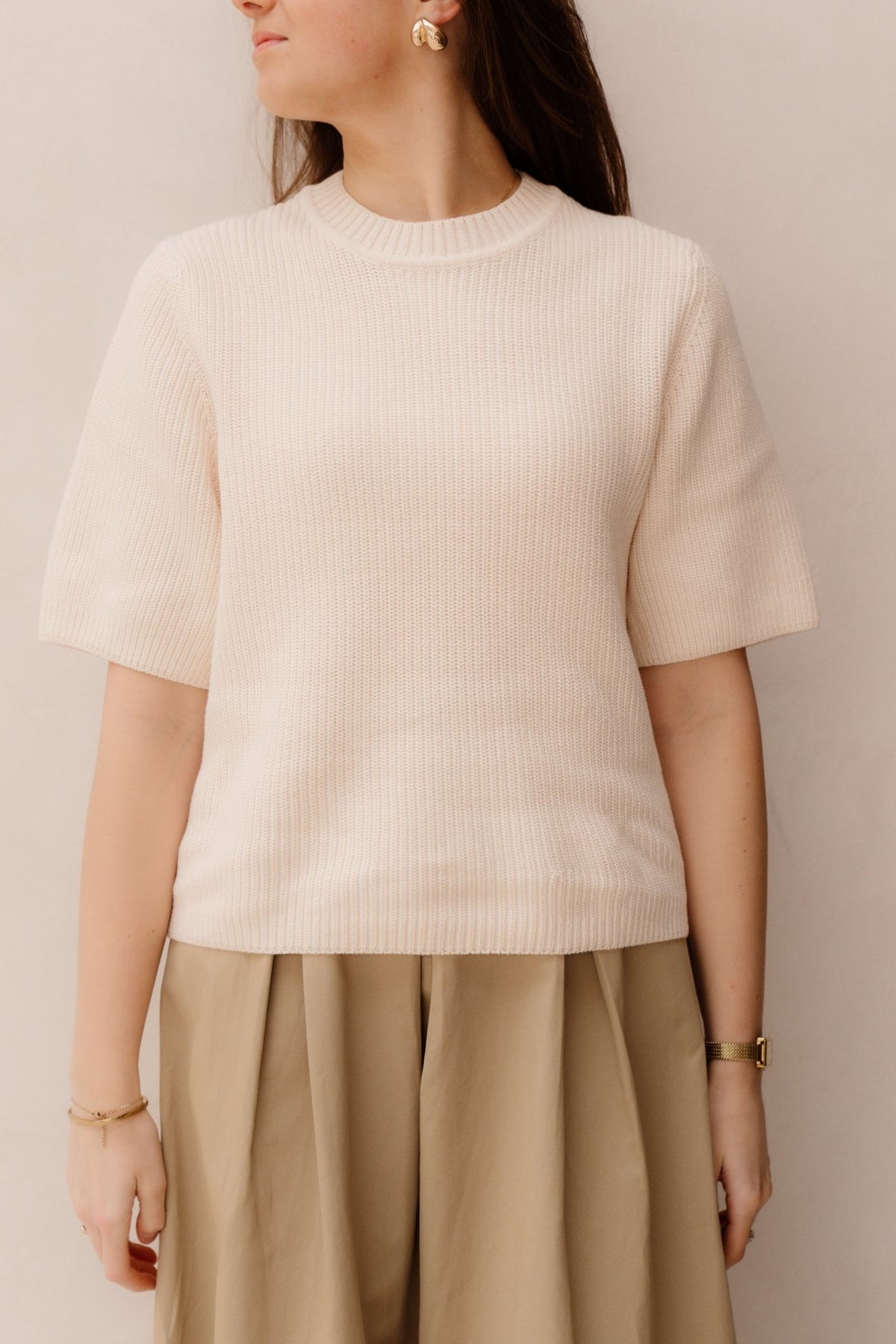Objflo Knit Pullover White/Sand - Bij Keesje - Object - top