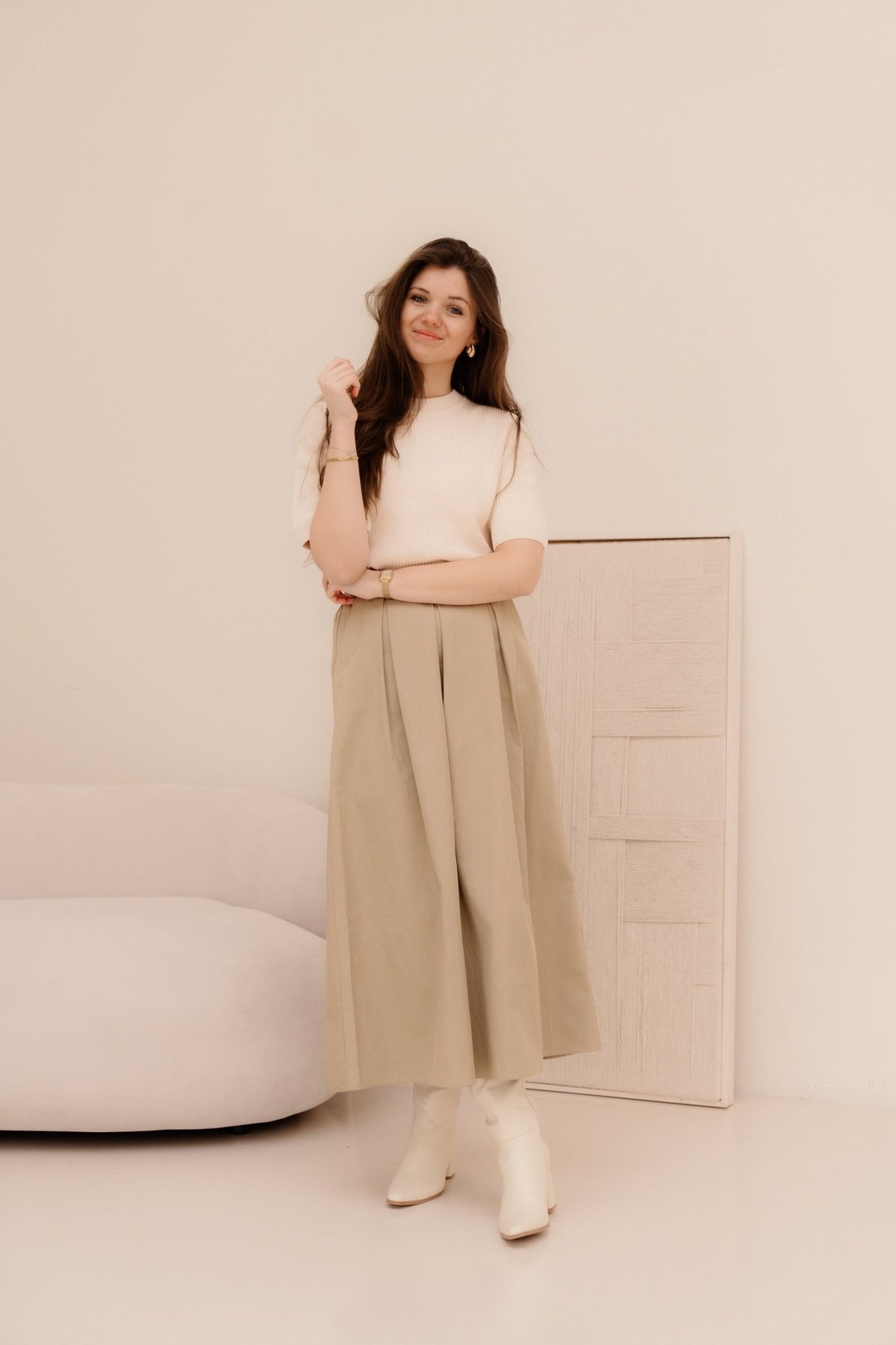 Objflo Knit Pullover White/Sand - Bij Keesje - Object - top