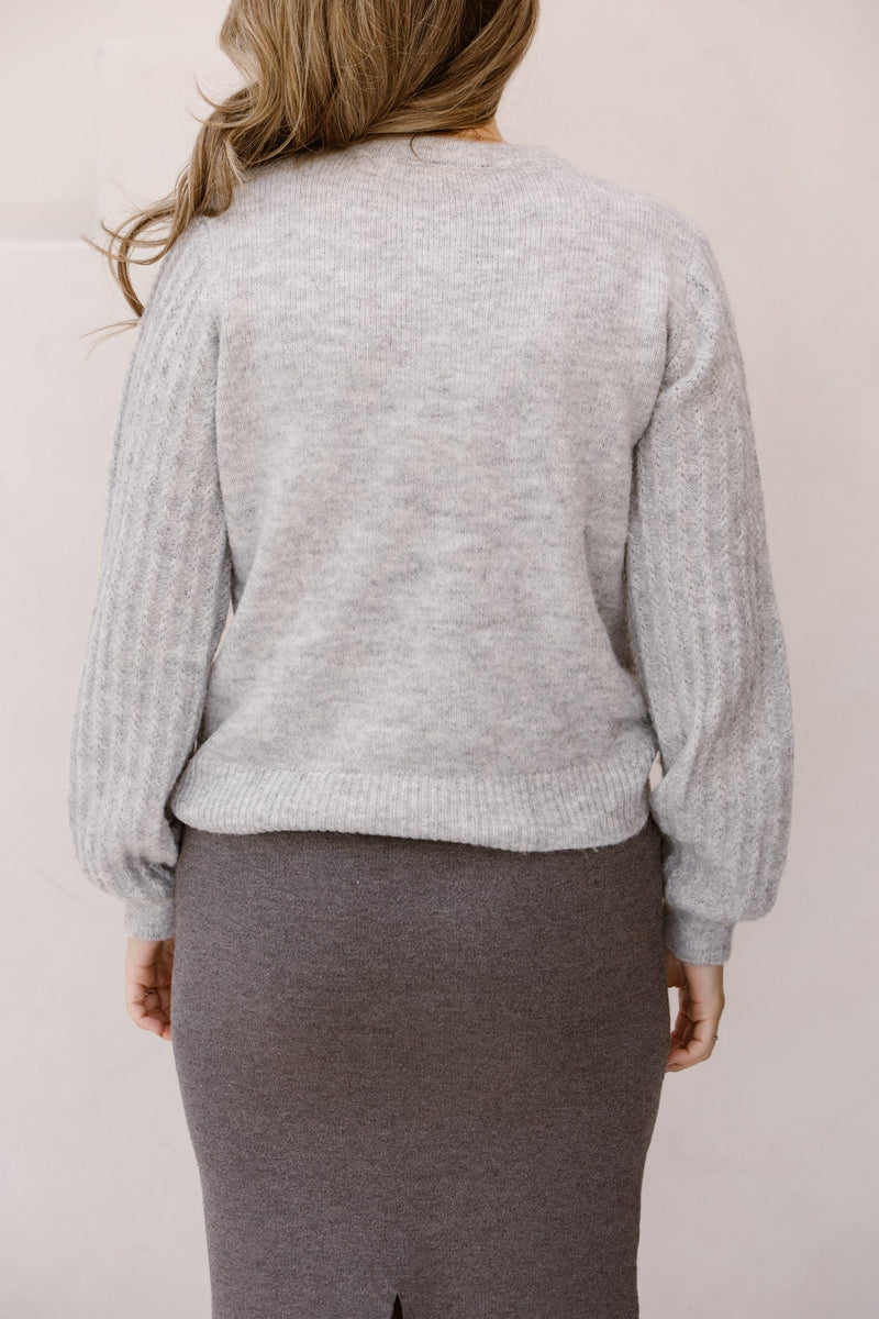 Objflora RE LS knit button cardigan noos light grey melange - Bij Keesje - Object