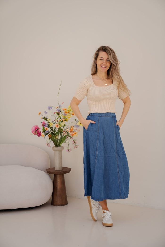 Objframe Denim Skirt Light Blue - Bij Keesje - Object - Rok