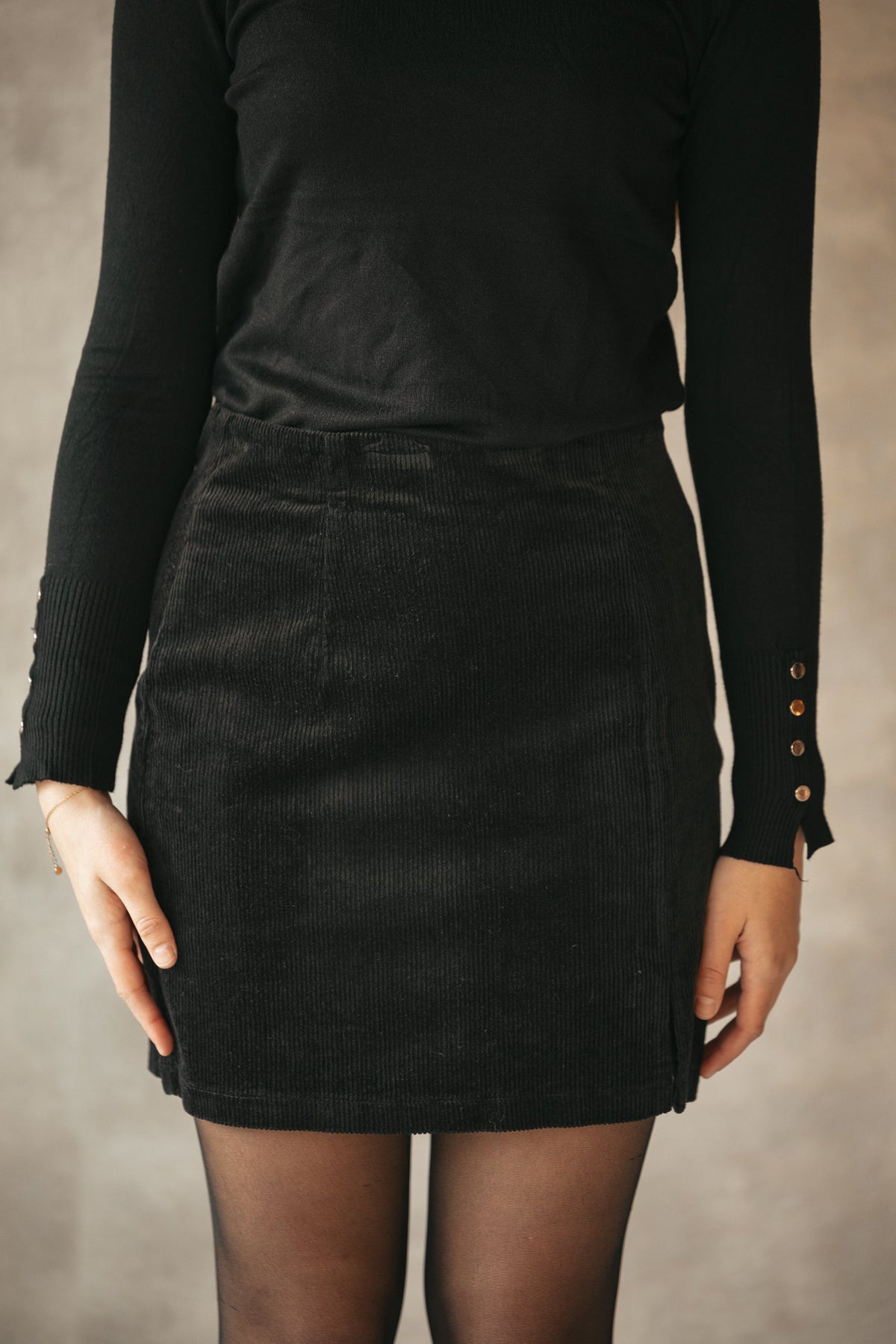 Objfry lisa corduroy skirt black - Bij Keesje