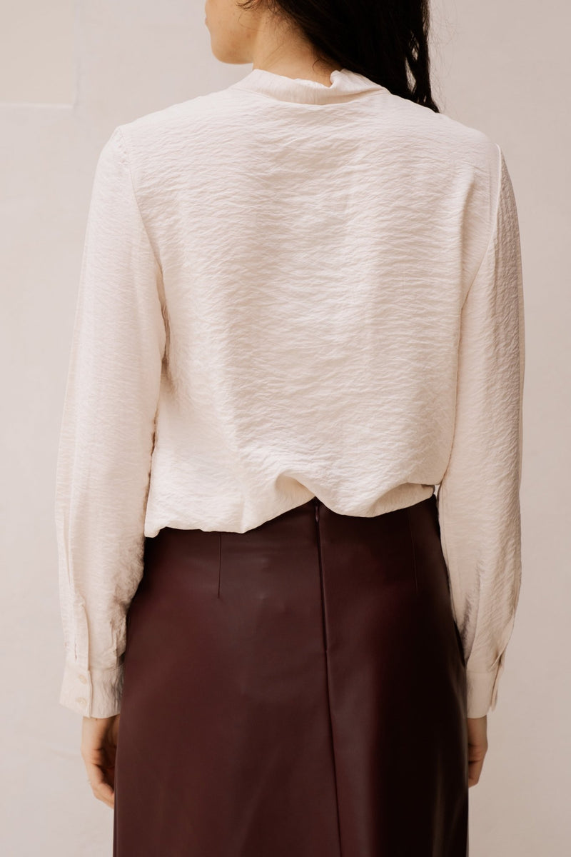 objjacira L/S RE bow shirt noos white sand - Bij Keesje - Object