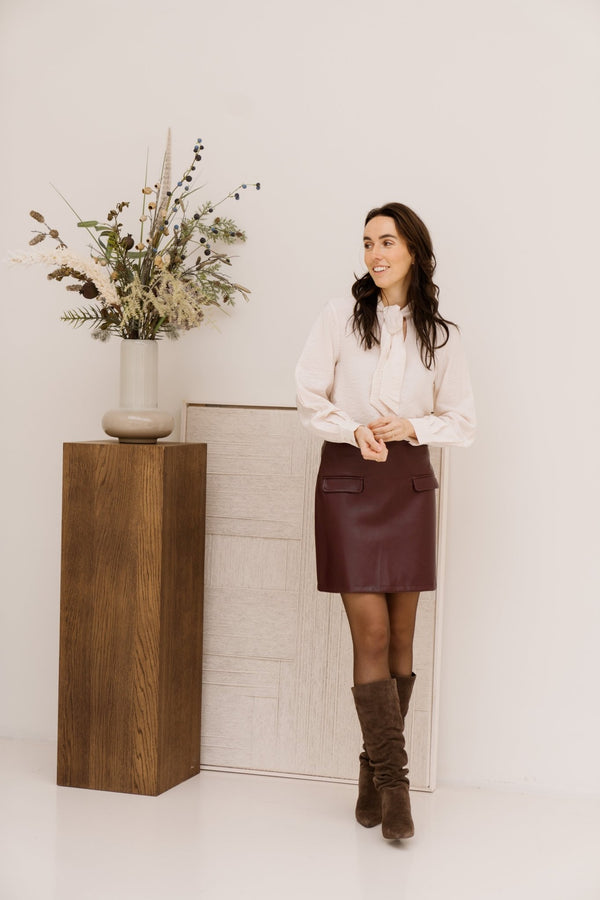 objjacira L/S RE bow shirt noos white sand - Bij Keesje - Object