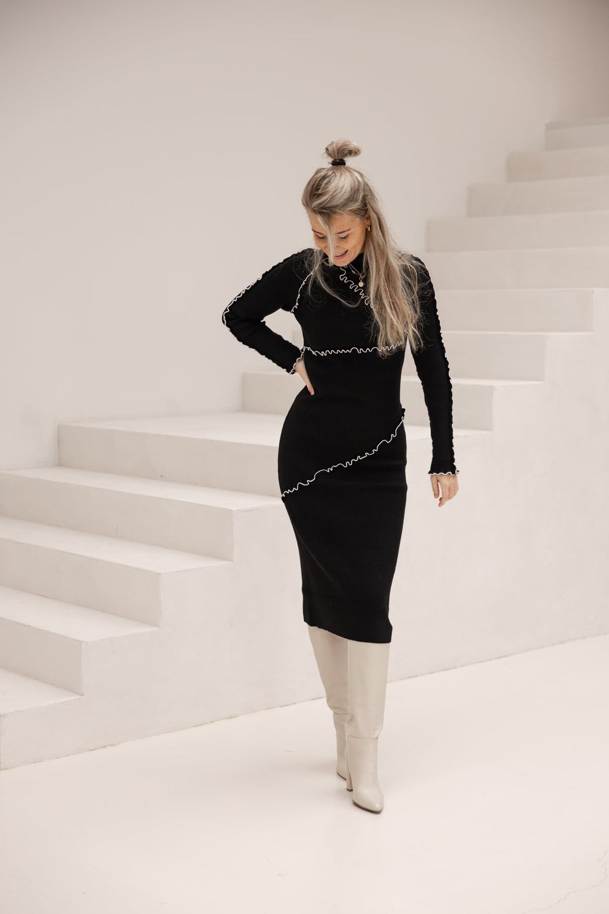 Objjanne knit dress black - Bij Keesje