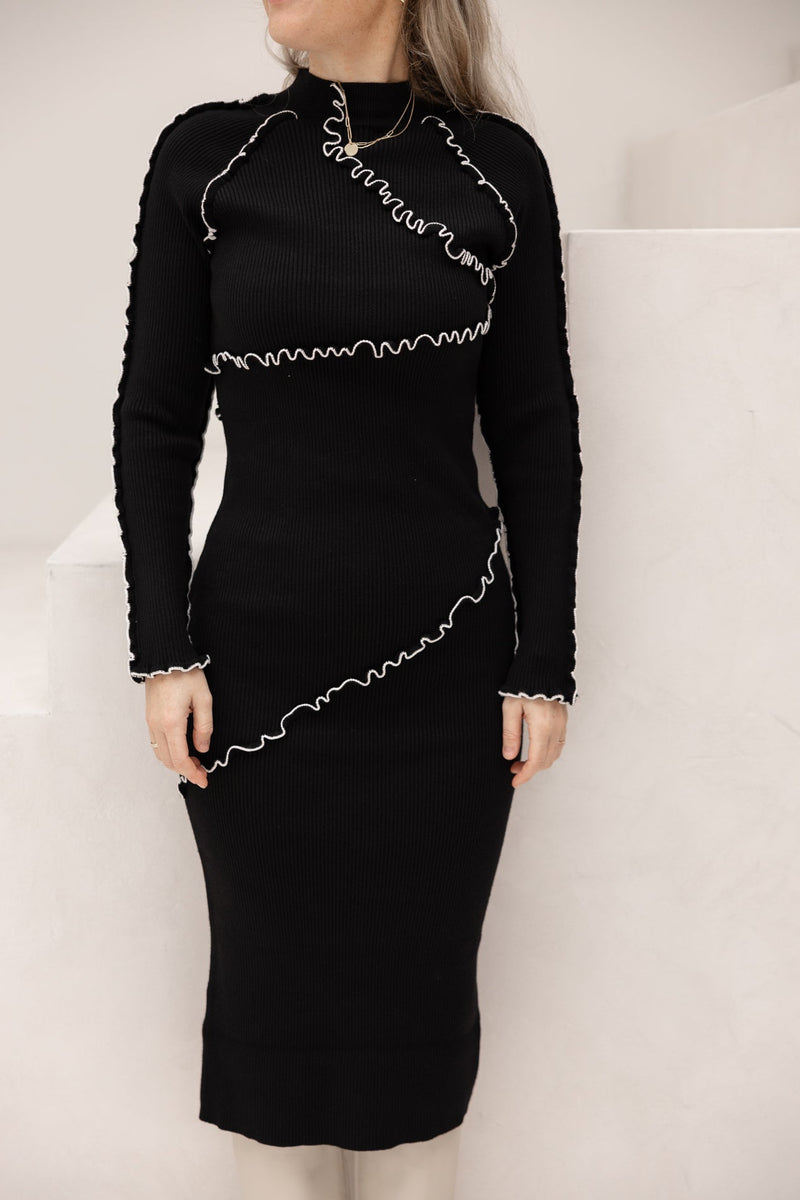 Objjanne knit dress black - Bij Keesje