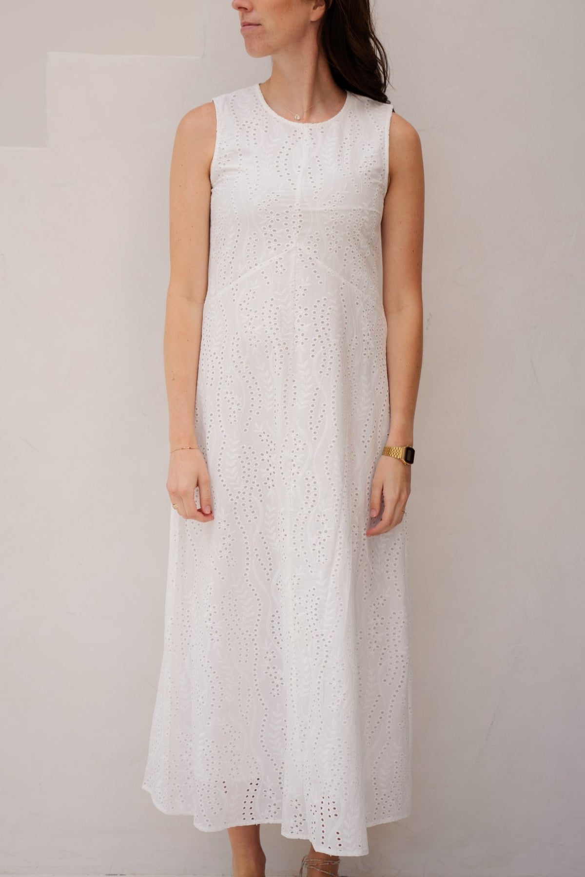 Objjovanna s - l lo o/neck long dress cloud dancer - Bij Keesje - Object - Jurk