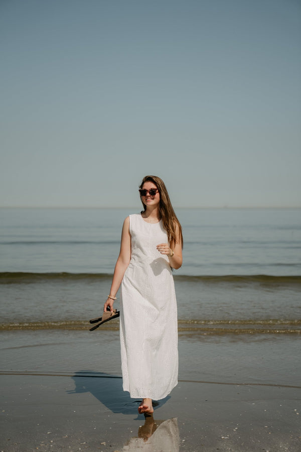Objjovanna s - l lo o/neck long dress cloud dancer - Bij Keesje - Object - Jurk