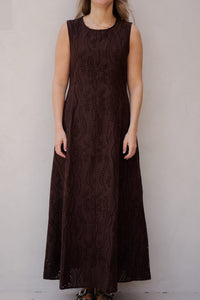 Objjovanna s - l lo o/neck long dress seal brown - Bij Keesje - Object - Jurk