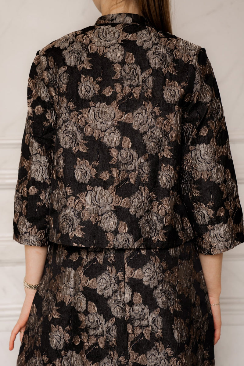 Objjuna 3/4 Highneck Shirt Brown Flowers - Bij Keesje - Object