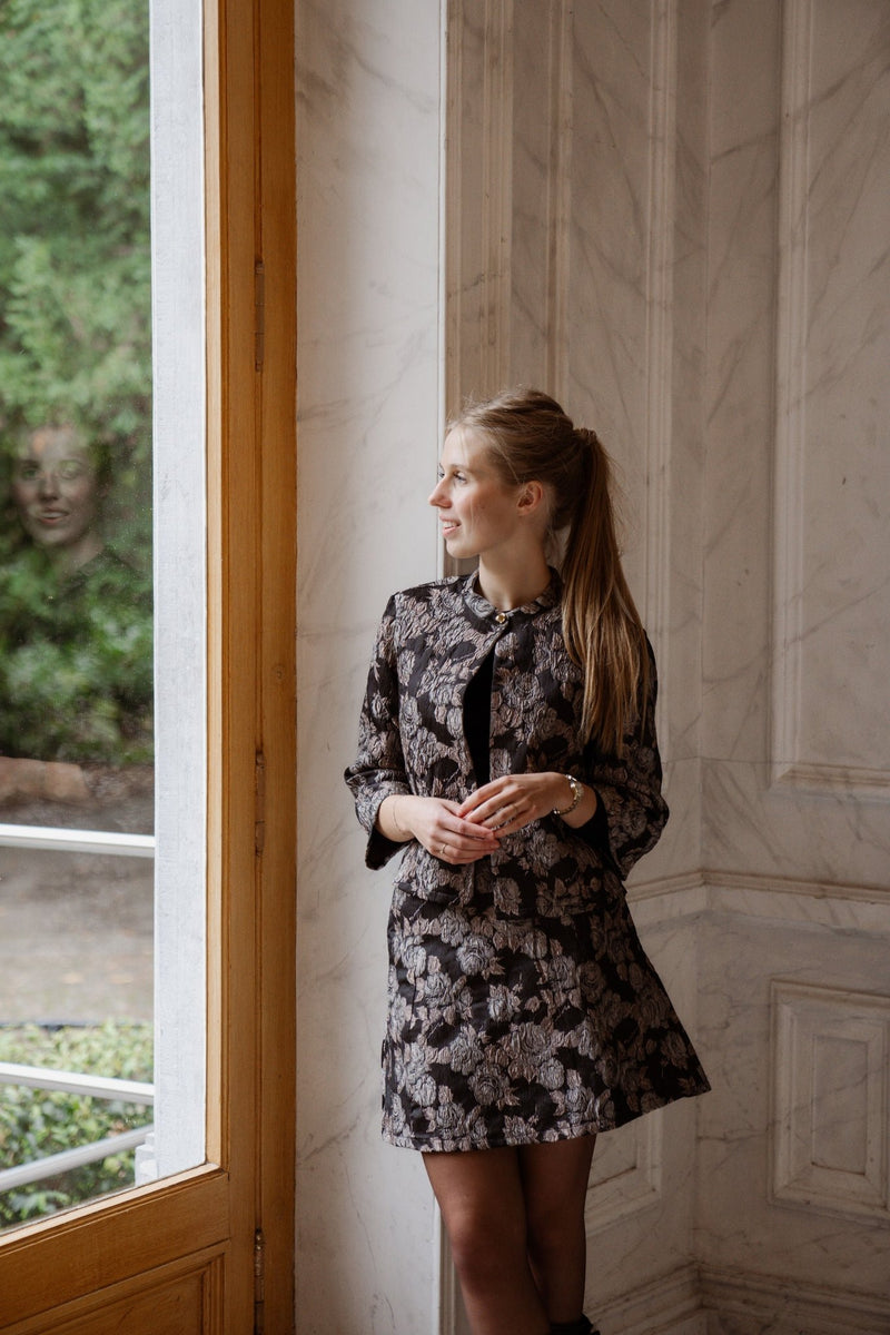 Objjuna HW Short Skirt Brown Flowers - Bij Keesje - Object