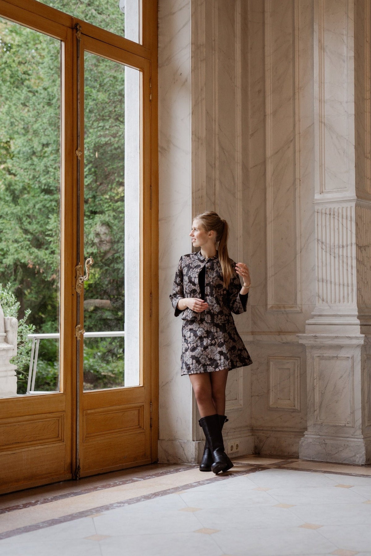 Objjuna HW Short Skirt Brown Flowers - Bij Keesje - Object