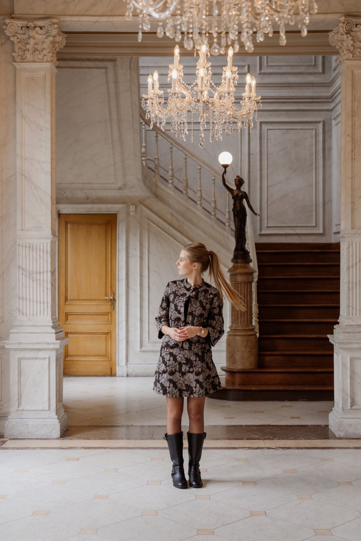 Objjuna HW Short Skirt Brown Flowers - Bij Keesje - Object