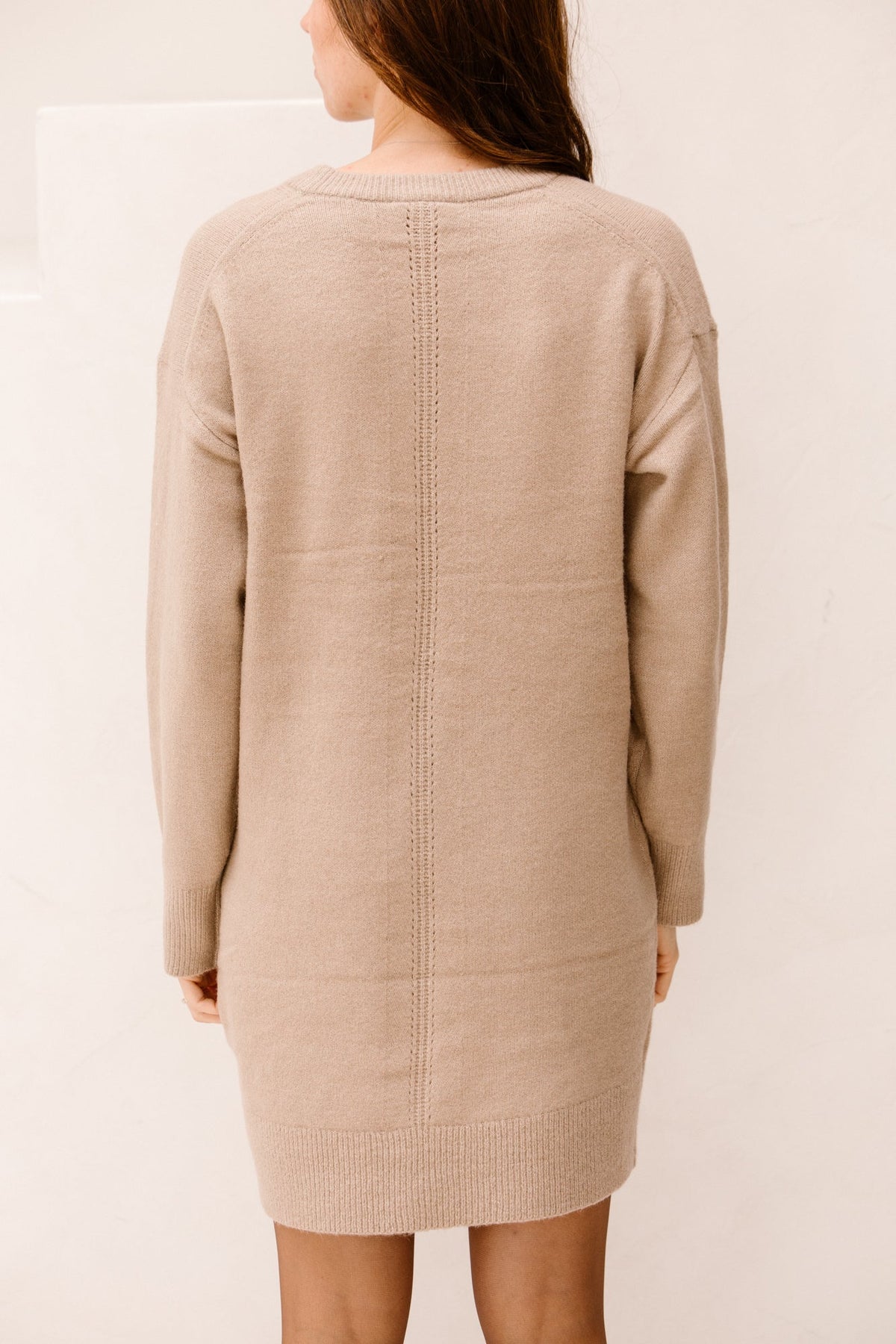 Objjuno L/S RE O - neck knit dress desert taupe - Bij Keesje - Object