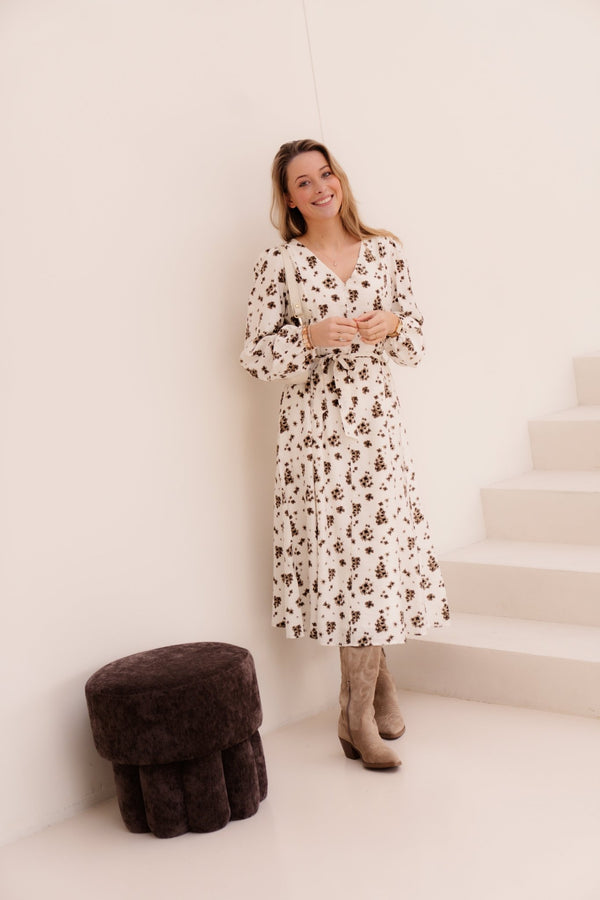 Objkristi Long Shirt Dress Morel Flowers - Bij Keesje - Object - Jurk