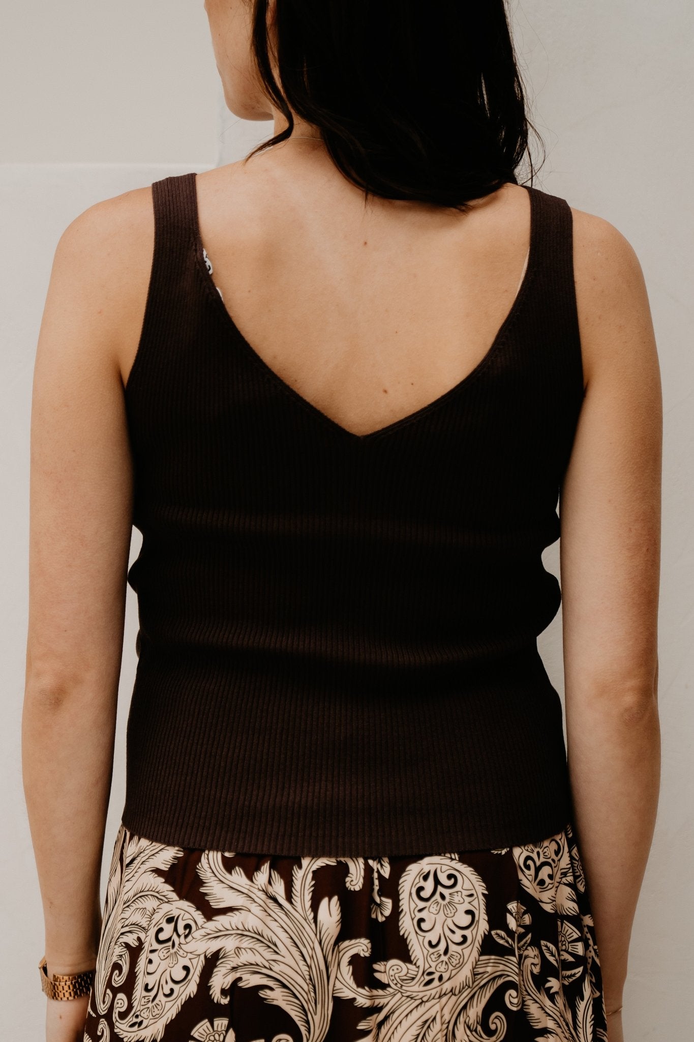 Objkuni Thess Singlet Knit Top Seal Brown - Bij Keesje - Object - Top