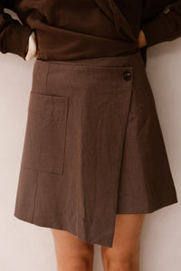 Objlisa wrap skirt seal brown - Bij Keesje - Bij Keesje - Rok