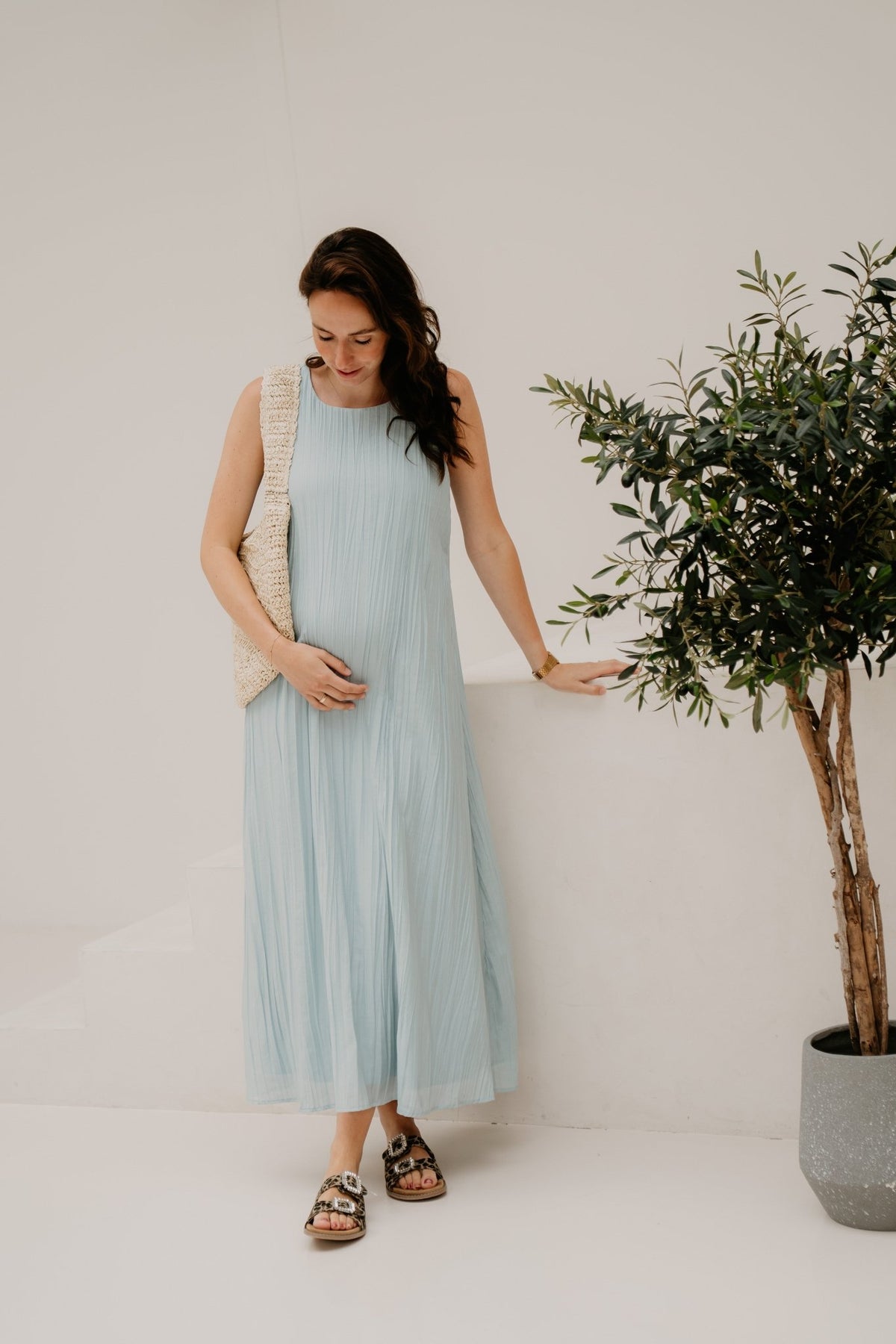 Objmabel Brea S/L O - Neck Long Dress Winter sky - Bij Keesje - Object - Jurk