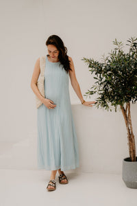 Objmabel Brea S/L O - Neck Long Dress Winter sky - Bij Keesje - Object - Jurk