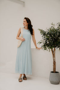 Objmabel Brea S/L O - Neck Long Dress Winter sky - Bij Keesje - Object - Jurk