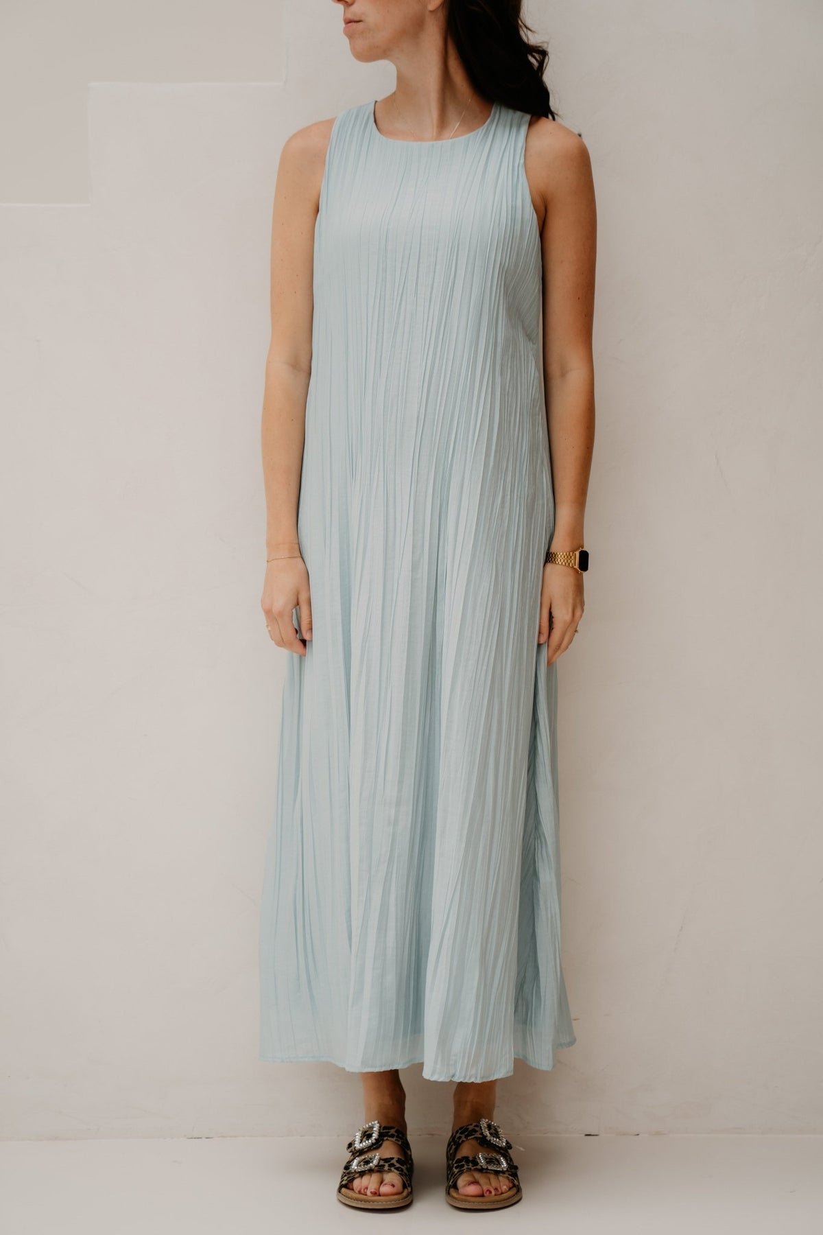 Objmabel Brea S/L O - Neck Long Dress Winter sky - Bij Keesje - Object - Jurk