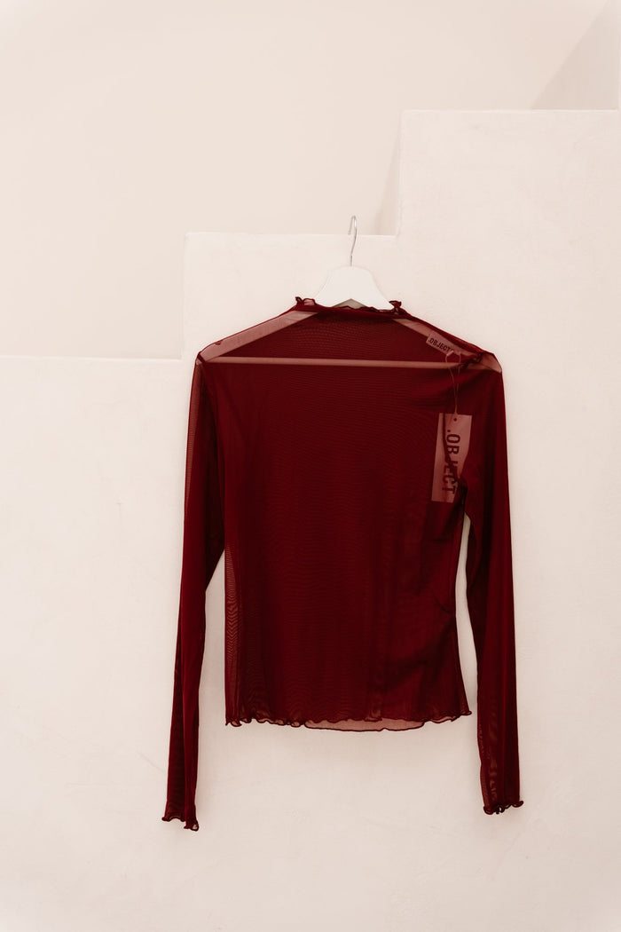 Objnela mesh top windsor wine - Bij Keesje - Object - Top